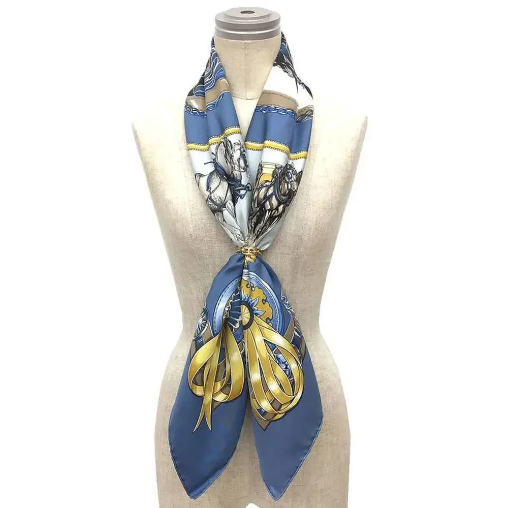 HERMES Authentic Blue Silk Scarf - Picture 2 of 3